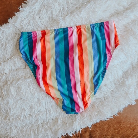 ModCloth Rainbow Stripe High-Waisted Bikini Bottoms – Size Medium - Picture 4 of 6